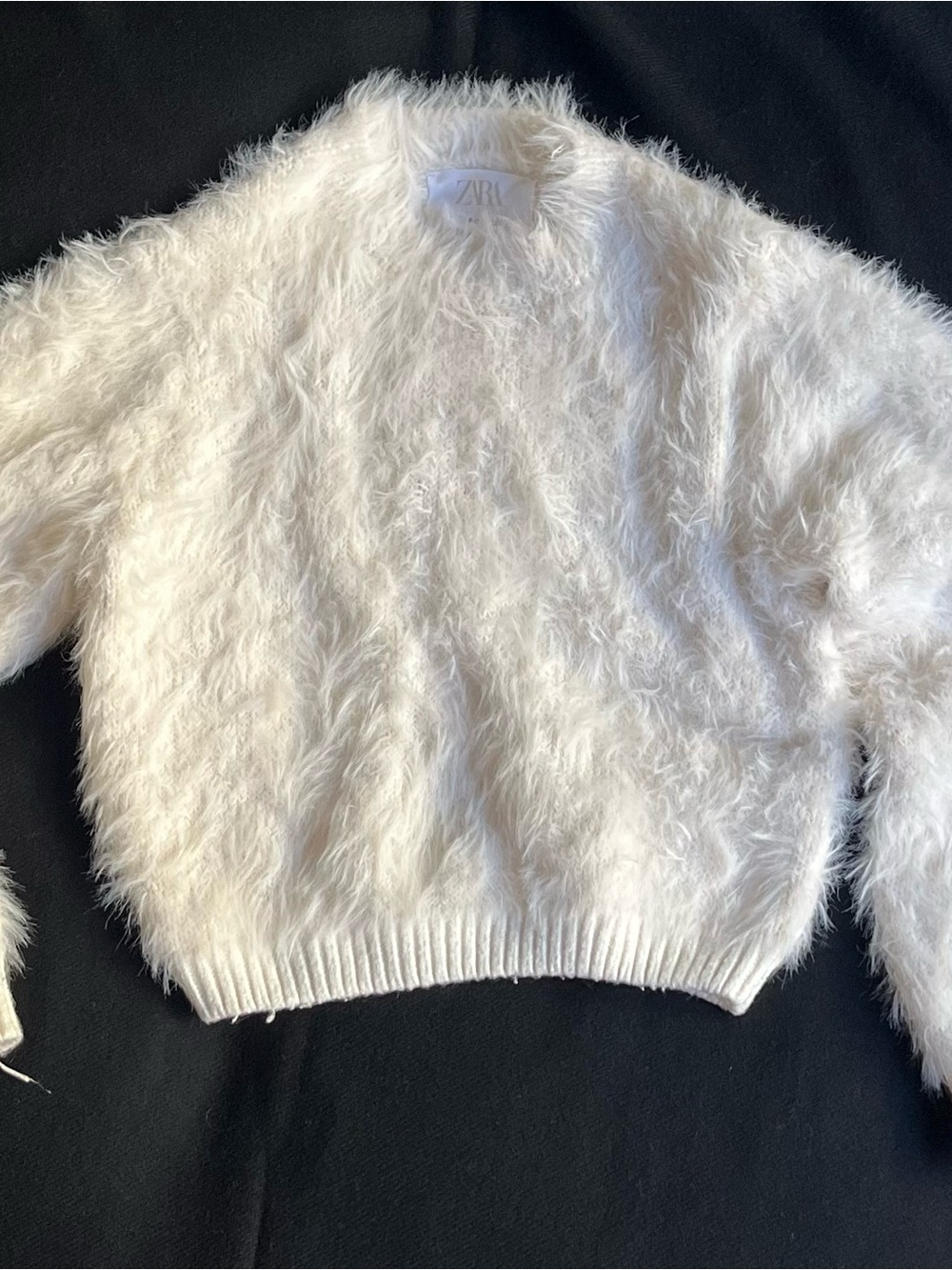 Zara Plush Cream Crewneck Sweater